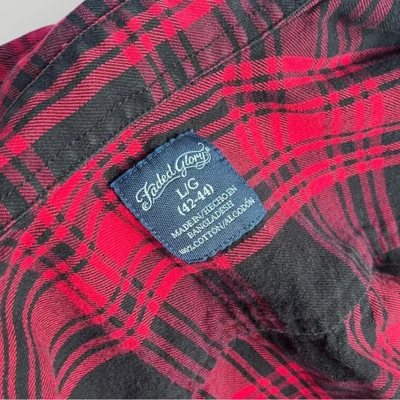 Faded Glory Flannel Red/Black Plaid Button Down Shirt - Picture 7 of 11